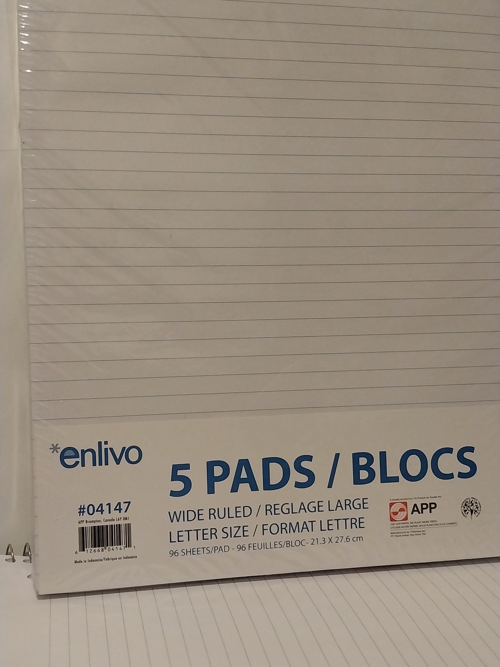 White Wide Ruled Tablet 5-Pad Pack - Picture 3 of 5